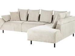 Hjørnesofa 4 personers LUNNER Fløjl Beige Venstrevendt