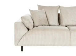 Hjørnesofa 4 personers LUNNER Fløjl Beige Venstrevendt