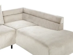 Hjørnesofa 4 personers LUNNER Fløjl Beige Venstrevendt