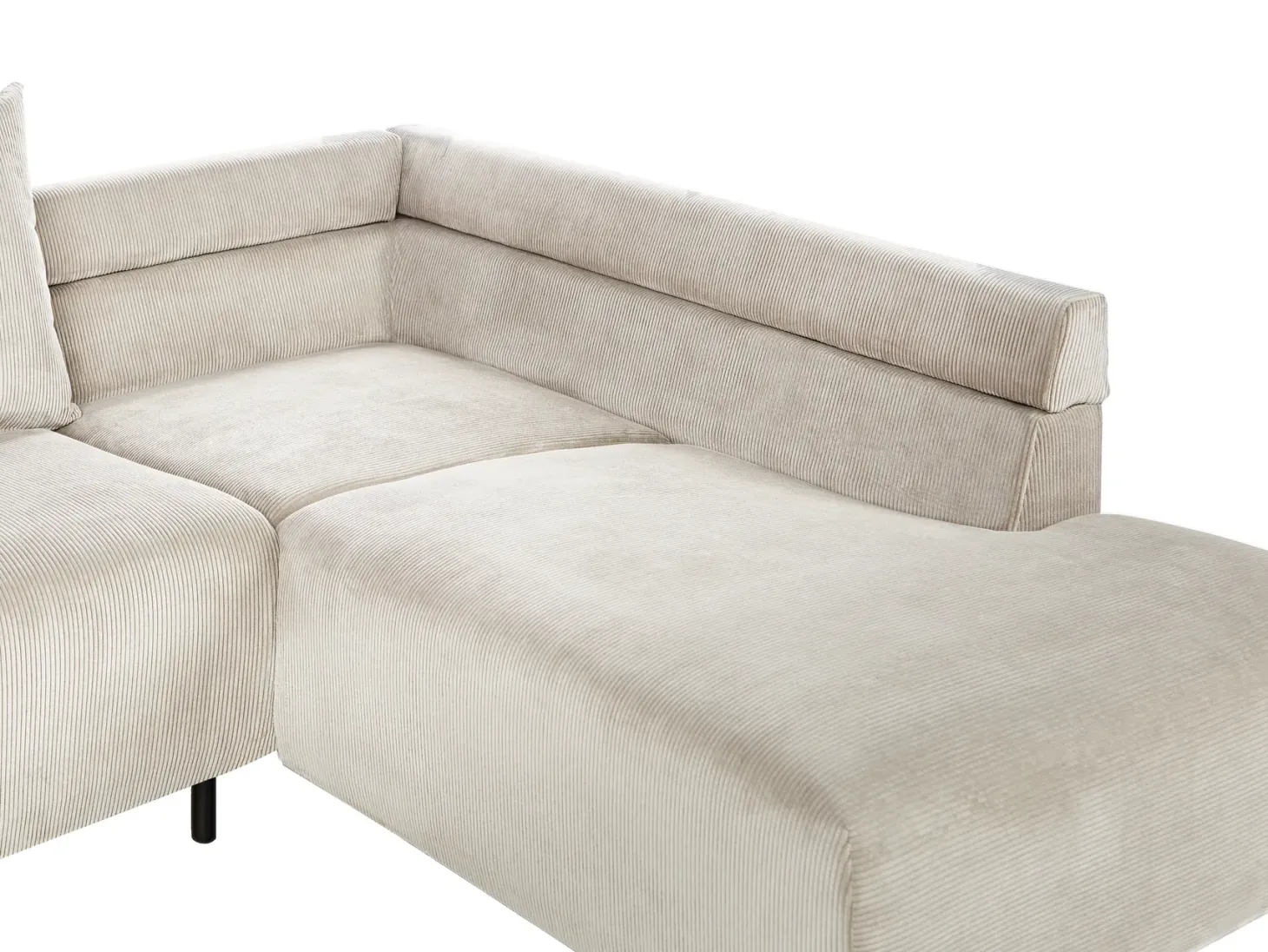 Hjørnesofa 4 personers LUNNER Fløjl Beige Venstrevendt
