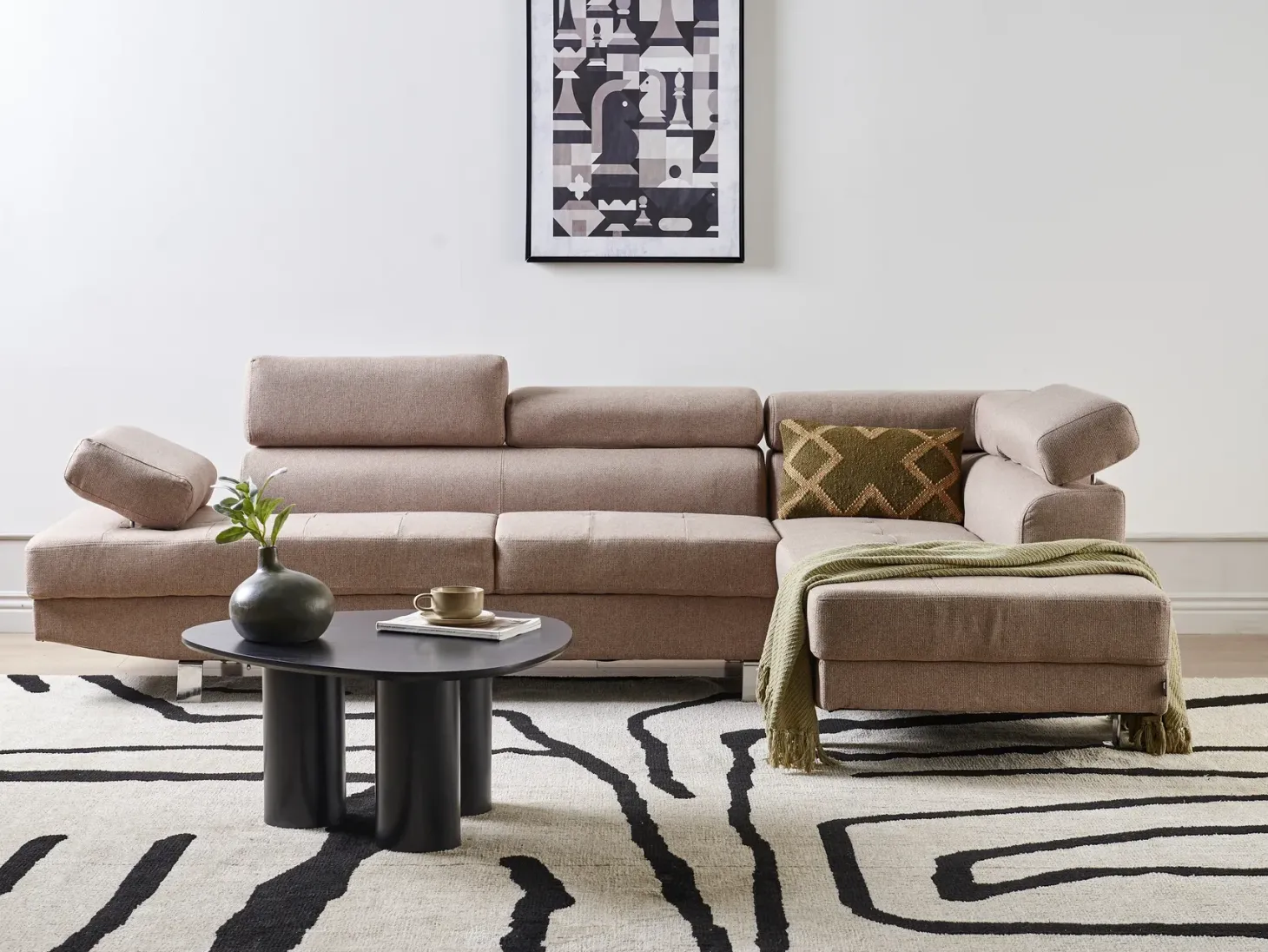 Hjørnesofa 5 personers NORREA Beige Venstrevendt