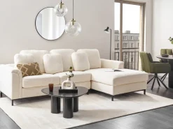 Hjørnesofa 4 personers OSLO Boucle Hvid Venstrevendt