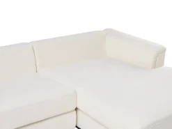 Hjørnesofa 4 personers OSLO Boucle Hvid Venstrevendt