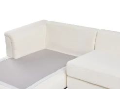 Hjørnesofa 5 personers OSLO Boucle Hvid med fodskammel Højrevendt