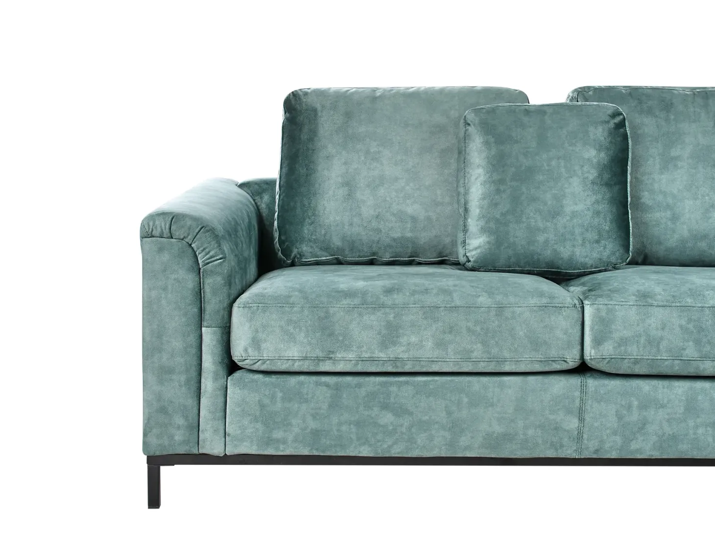 Hjørnesofa 4 personers OSLO Velour Blågrøn Venstrevendt