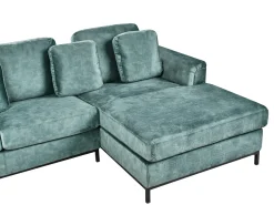 Hjørnesofa 4 personers OSLO Velour Blågrøn Venstrevendt