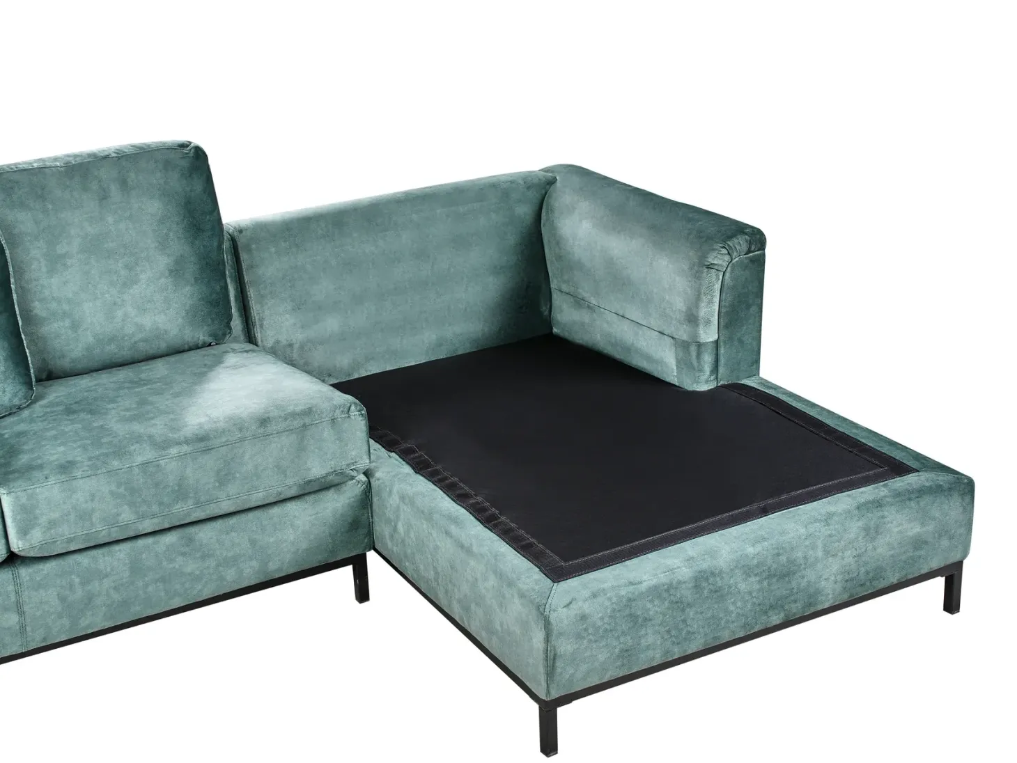 Hjørnesofa 4 personers OSLO Velour Blågrøn Venstrevendt