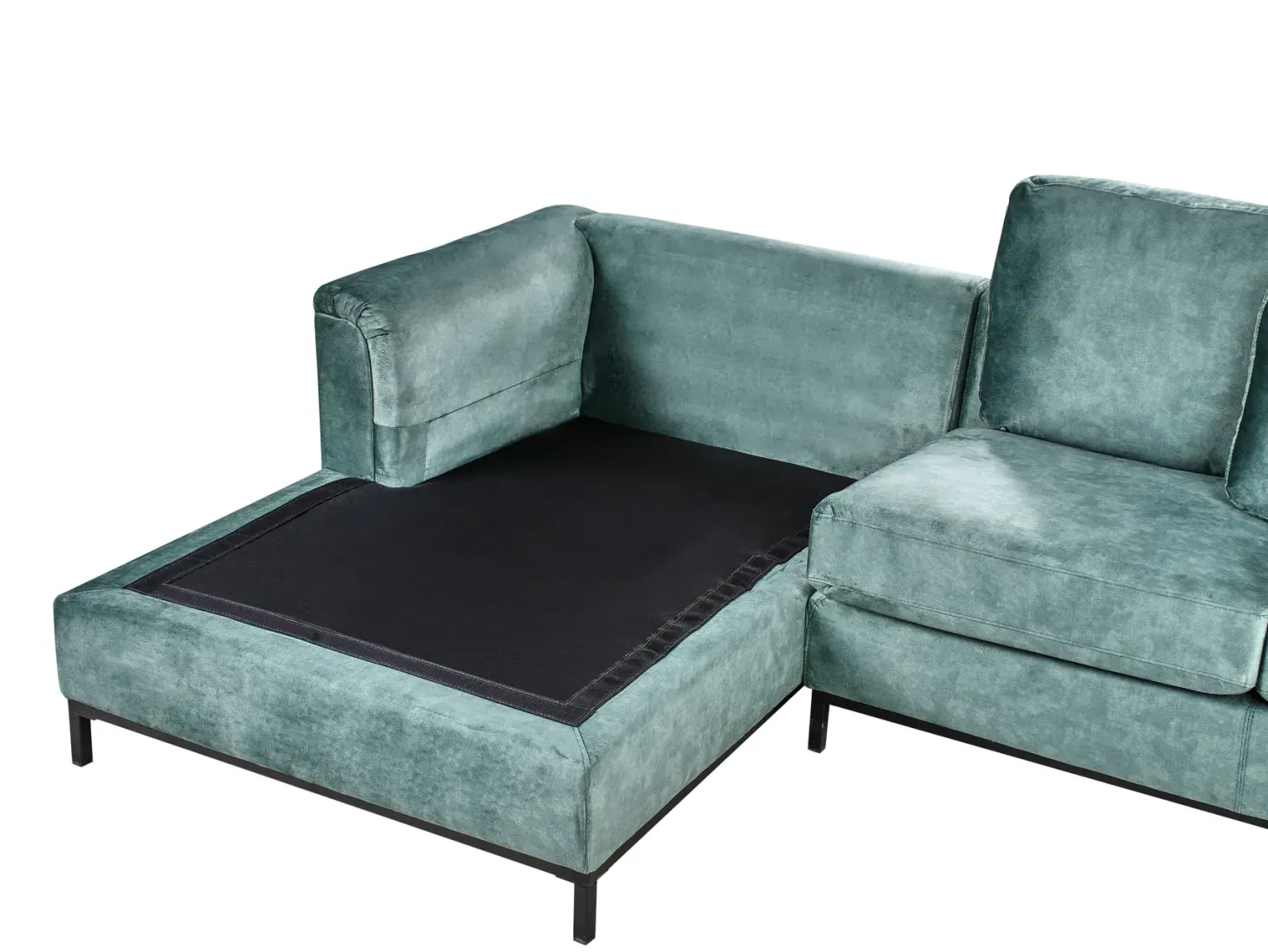 Hjørnesofa 4 personers OSLO Velour Blågrøn Højrevendt