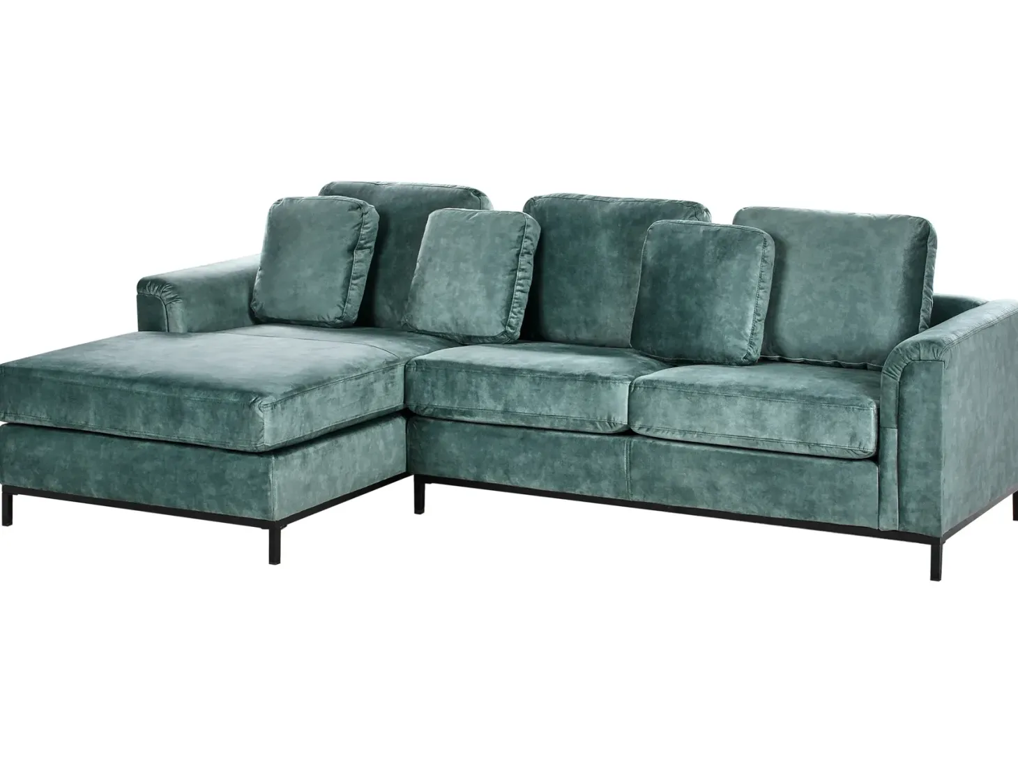Hjørnesofa 4 personers OSLO Velour Blågrøn Højrevendt
