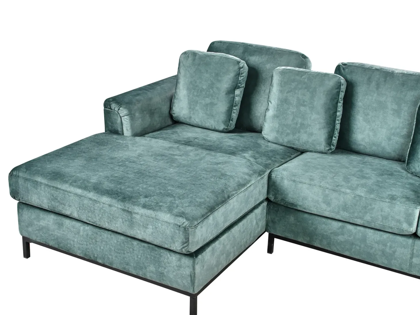 Hjørnesofa 4 personers OSLO Velour Blågrøn Højrevendt