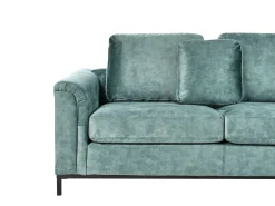 Hjørnesofa 5 personers OSLO Velour Blågrøn med fodskammel Venstrevendt