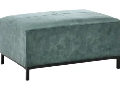 Hjørnesofa 5 personers OSLO Velour Blågrøn med fodskammel Venstrevendt