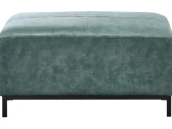 Hjørnesofa 5 personers OSLO Velour Blågrøn med fodskammel Venstrevendt