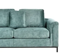 Hjørnesofa 5 personers OSLO Velour Blågrøn med fodskammel Højrevendt