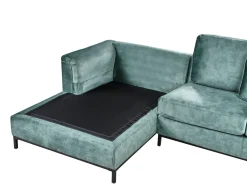 Hjørnesofa 5 personers OSLO Velour Blågrøn med fodskammel Højrevendt