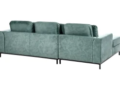 Hjørnesofa 5 personers OSLO Velour Blågrøn med fodskammel Højrevendt