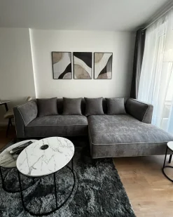Hjørnesofa 3 personers SATER Chenille Brungrå Venstrevendt