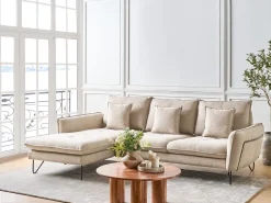 Hjørnesofa 3 personers SERSAN Chenille Beige Højrevendt