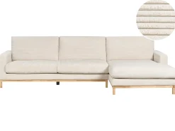 Hjørnesofa 4 personers SIGGARD Fløjl Lys Beige Venstrevendt
