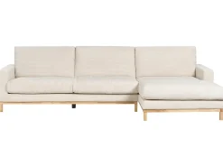 Hjørnesofa 4 personers SIGGARD Fløjl Lys Beige Venstrevendt