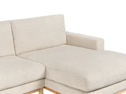 Hjørnesofa 4 personers SIGGARD Fløjl Lys Beige Venstrevendt