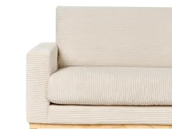 Hjørnesofa 4 personers SIGGARD Fløjl Lys Beige Venstrevendt