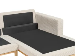 Hjørnesofa 4 personers SIGGARD Fløjl Lys Beige Venstrevendt