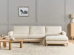 Hjørnesofa 4 personers SIGGARD Boucle Hvid Venstrevendt