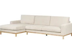 Hjørnesofa 4 personers SIGGARD II Fløjl Lys Beige Højrevendt