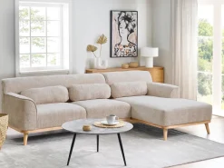 Hjørnesofa 3 personers SIMOS Chenille Beige Venstrevendt