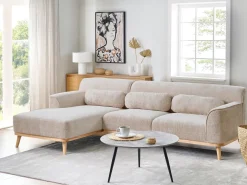 Hjørnesofa 3 personers SIMOS Chenille Beige Højrevendt