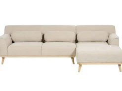 Hjørnesofa 3 personers SIMOS Fløjl Lys Beige Venstrevendt