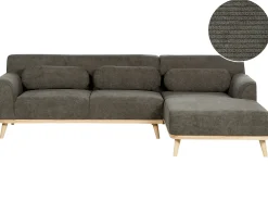 Hjørnesofa 3 personers SIMOS Fløjl Mørkegrøn Venstrevendt