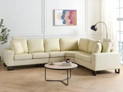 Hjørnesofa 6 personers STOCKHOLM Ægte læder Lys Beige Venstrevendt