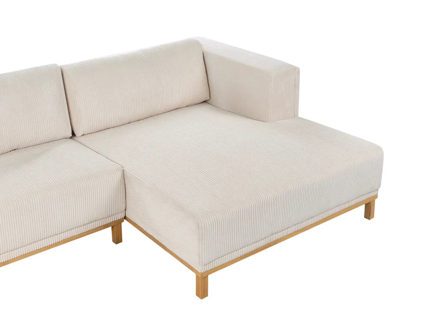 Hjørnesofa 5 personers VENG Fløjl Lys Beige Venstrevendt
