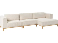 Hjørnesofa 5 personers VENG Fløjl Lys Beige Venstrevendt