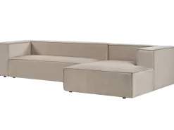 Hjørnesofa 3 personers VERNON Velour Brungrå Venstrevendt