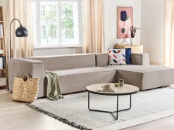 Hjørnesofa 3 personers VERNON Velour Brungrå Venstrevendt