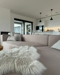 Hjørnesofa 3 personers VERNON Velour Brungrå Venstrevendt