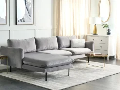 Hjørnesofa 4 personers VINTERBRO Velour Grå Højrevendt