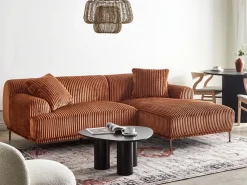 Hjørnesofa STENUM Fløjl Brun Venstrevendt