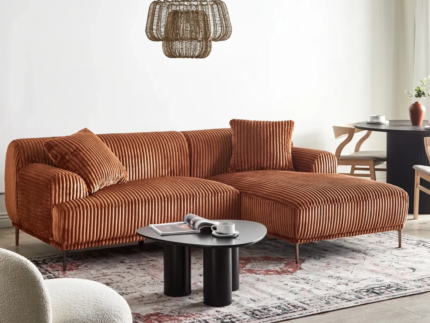 Hjørnesofa STENUM Fløjl Brun Venstrevendt