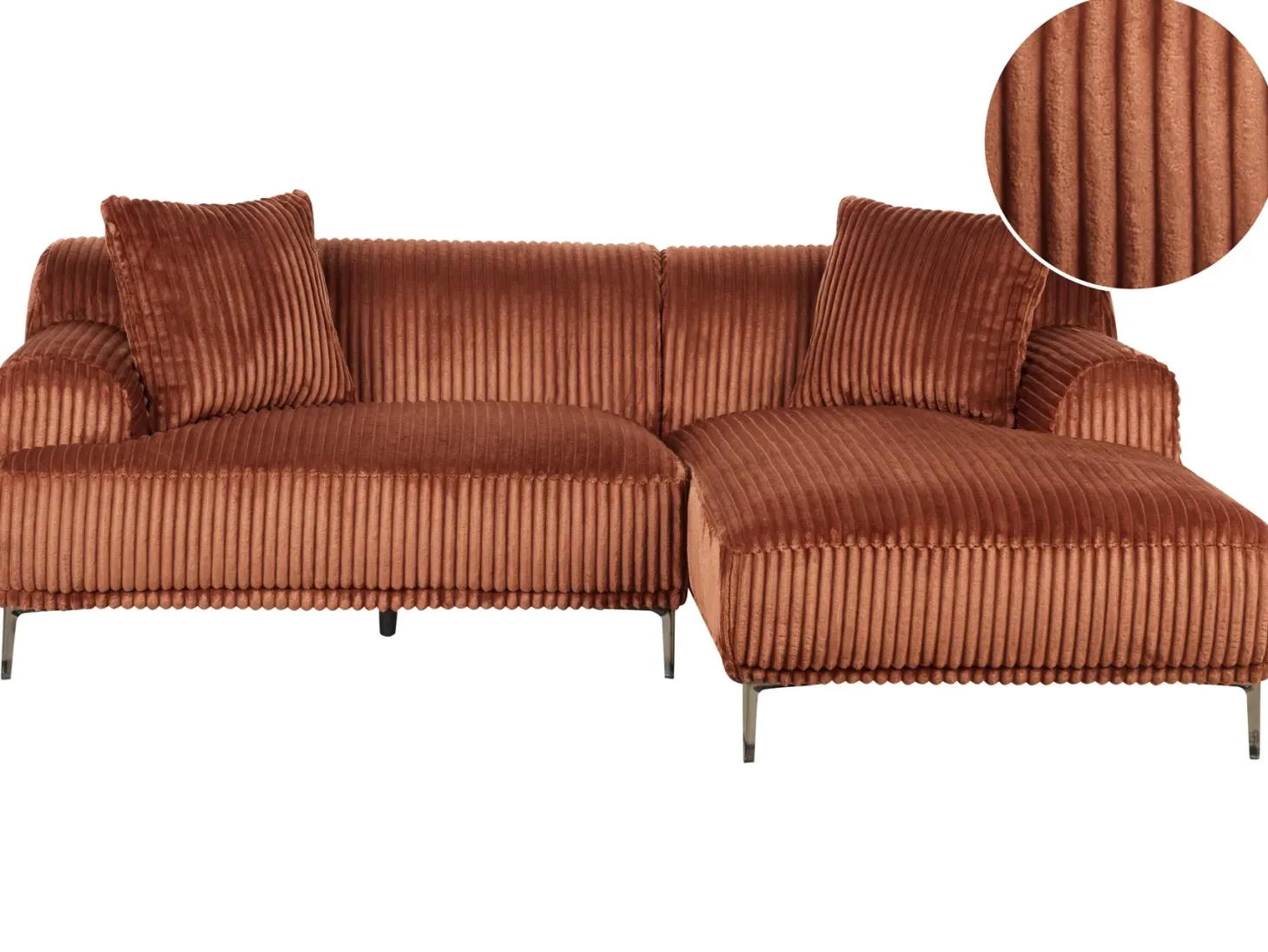Hjørnesofa STENUM Fløjl Brun Venstrevendt