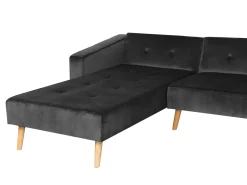 Hjørnesovesofa 4 personers VADSO Velour Sort Højrevendt