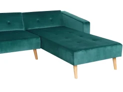 Hjørnesovesofa 4 personers VADSO Velour Smaragdgrøn Venstrevendt