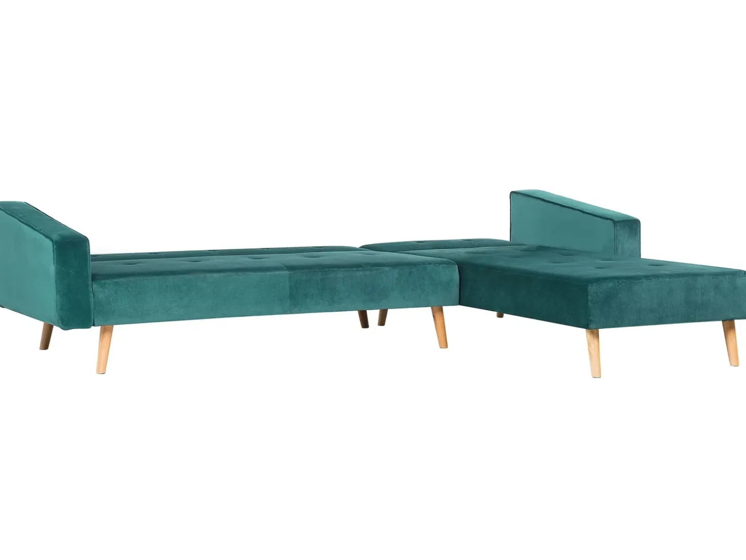 Hjørnesovesofa 4 personers VADSO Velour Smaragdgrøn Venstrevendt
