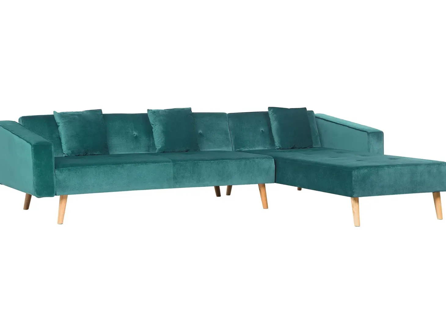 Hjørnesovesofa 4 personers VADSO Velour Smaragdgrøn Venstrevendt