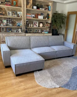 Hjørnesovesofa 3 personers ROMEDAL Lysegrå Højrevendt