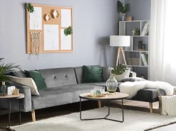 Hjørnesovesofa 4 personers VADSO Velour Grå Venstrevendt