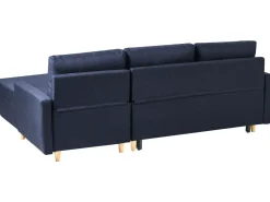 Hjørnesovesofa 4 personers FLAKK Navy Blå med opbevaring Venstrevendt